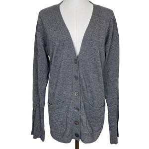 Elizabeth & James Gray Cashmere Alpaca Wool Cardigan Sweater L Button Back